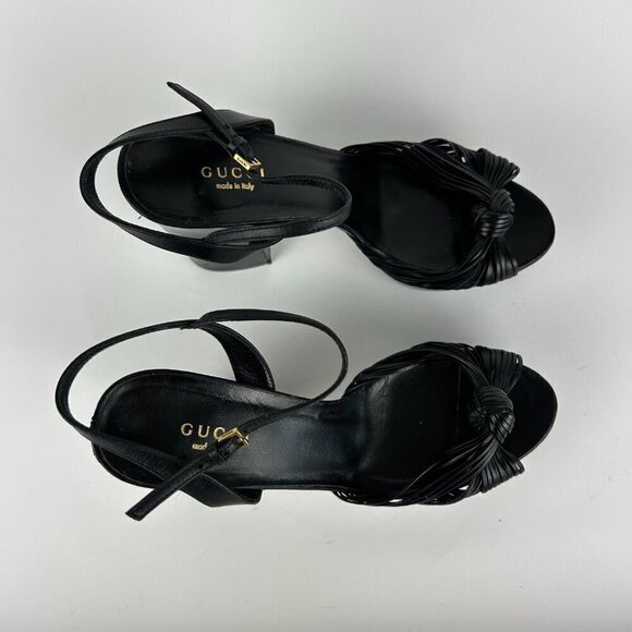 Gucci Allie Knotted Platform Sandals EU 37 US 7 Black Crawford Block High Heel - Picture 8 of 12